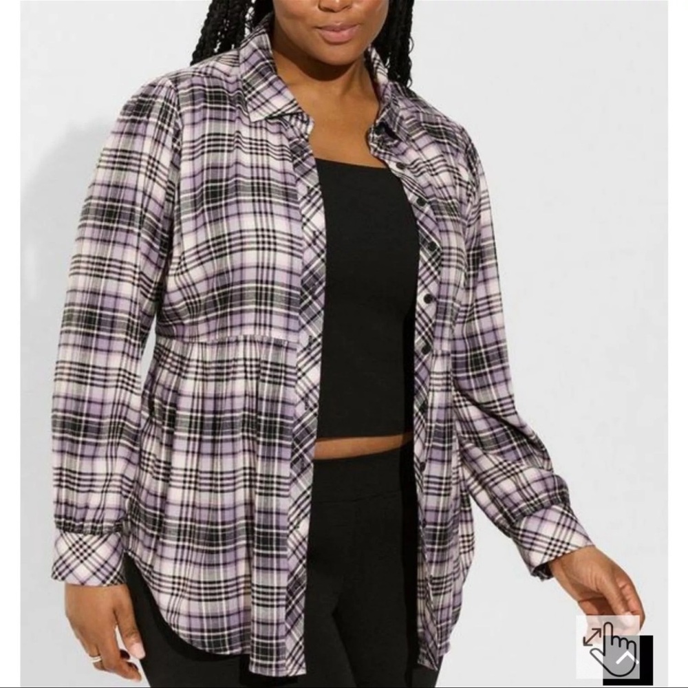Softest Flannel Tie Back Button Up Tunic